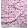 thumbnail image 1 of Soimoi Pink Rayon Crepe Fabric Crossbone & Skull Halloween Decor Fabric Printed Yard 46 Inch Wide, 1 of 3