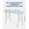 thumbnail image 2 of 48 In x24 In Commercial Stainless Steel Folding Table - Portable Food Prep Station for Restaurants Catering Home Kitchens and Outdoor Use, 2 of 7