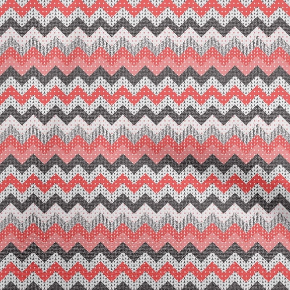 oneOone Cotton Jersey Light Red Fabric Chevron Dress Material Fabric Print Fabric By The Yard 58 Inch Wide-VF