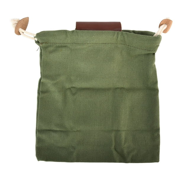 Bolsa de lona de cuero para recolección de frutas, cinturón para acampar, color verde militar