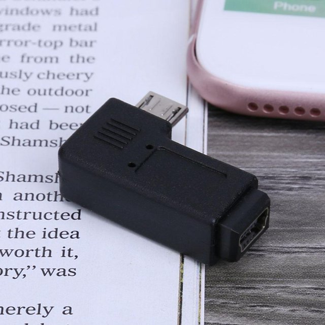 Adaptador Micro Usb Conector adaptador de transferencia de fecha mini USB hembra a micro USB macho de 90 grados
