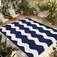 thumbnail image 2 of Outdoor Rug 3x5 ft Navy Blue and White Stripes Outdoor Large Area Rug Non Slip Rubber Sea Wave Front Door Mat RV Rug Camping Carpet Patio Outdoor Rugs for Backyard Balcony Deck Porch Indoor, 2 of 9