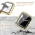 thumbnail image 2 of BXUXOHS (1/3Pack) Bling Cover for Apple Watch Case 38mm 40mm 41mm 42mm 44mm 45mm Women, Tempered Glass Screen Protector Diamonds Full Protective Bumper Accessories for iWtch Series 8 7 SE 6 5 4 3 2 1, 2 of 9