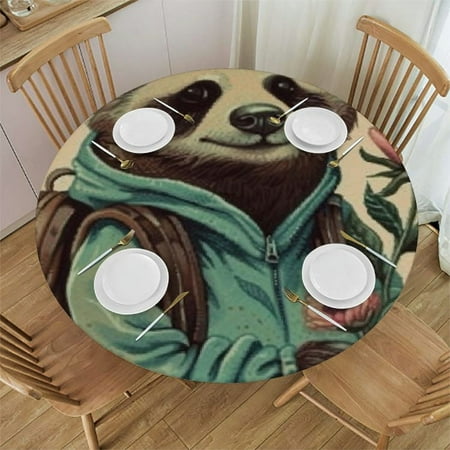 slothful student Pattern Round decorative tablecloth can be washed and reused for round table dining table coffee table