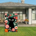 thumbnail image 3 of AMHNF Linen Garden Flag with Black Cat and Flowers for Spring Summer Home Outdoor Garden Yard Door Decor 12x18 inch, 3 of 5