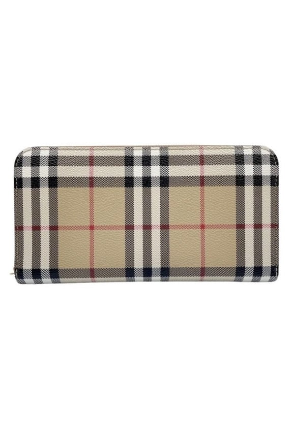 Pre-Owned BURBERRY Long Wallet, Nova Check Pattern, 8070598, Beige/Brown Leather,...