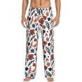 thumbnail image 2 of Goofa Red Blue Leaves Printed Soft Pajama Pants for Men, Wide Leg Comfy Casual Lounge Yoga Pants-X-Large, 2 of 9