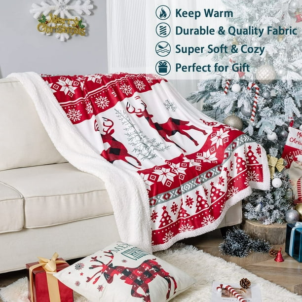 Couvertures et plaids de Noël, couverture de vacances douce pour canapé,  couverture à