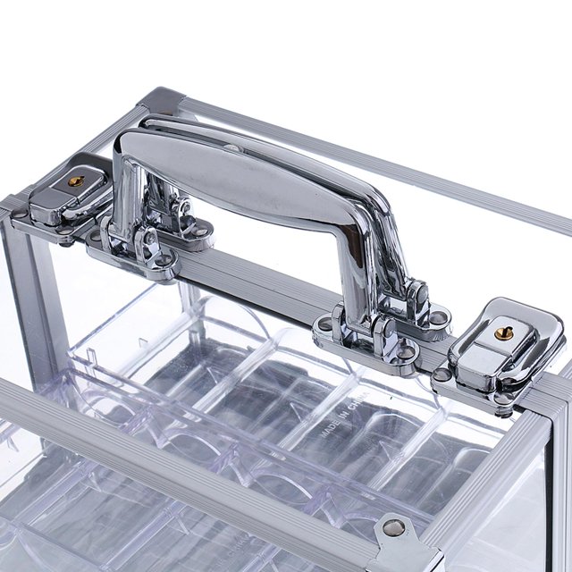 Caja de almacenamiento de fichas de póquer con portador de acrílico vacío transparente con bandeja para 6 estantes Baoblaze Caja de chip de póker