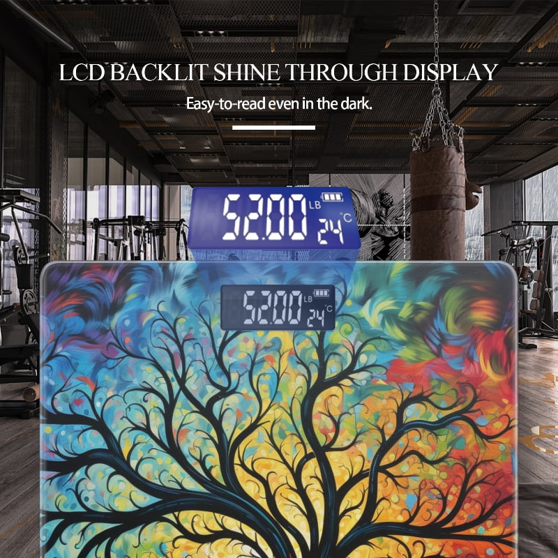 High Precision Body Weight Scale Smart Bathroom Scales with Large LCD Display(400lbs),Decorative for Bedroom-Abstract Tree Of Life With Vibrant Colors