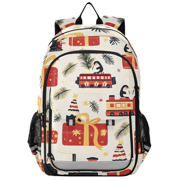 FORMRS Unisex School Backpack for Niños 17" Travel Laptop Bag with Compartment Pockets, Christmas Box Train