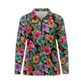 thumbnail image 2 of Uorisanigo Colorful Hibiscus Womens Golf Shirt Casual Long Sleeve Moisture Wicking Casual Tennis Activewear Comfortable Quarter Zip Pullover for Workout Sports, 2 of 7