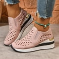 thumbnail image 3 of Womens Platform Wedge Slip on Walking Shoes Breathable Heart Hollow out Leather Fall Casual Loafers Sneakers, 3 of 6