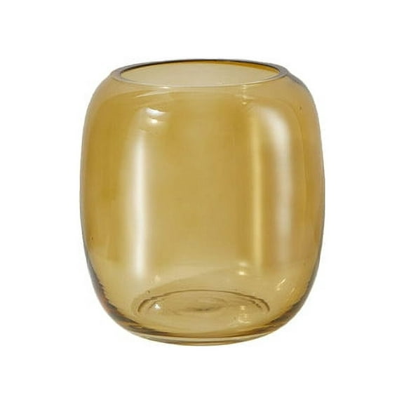 Serene Spaces Living Amber Capsule Glass Floral Vase, 4.25" Diameter & 5" Tall