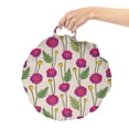 thumbnail image 2 of Pink Floral Round Floor Cushion with Handle, Colorful Abstract Poppy Flowers and Buds on Neutral Backdrop, Decorative Pillow for Living Room & Dorms, 18" Round, Pale Eggshell Multicolor, by Ambesonne, 2 of 4