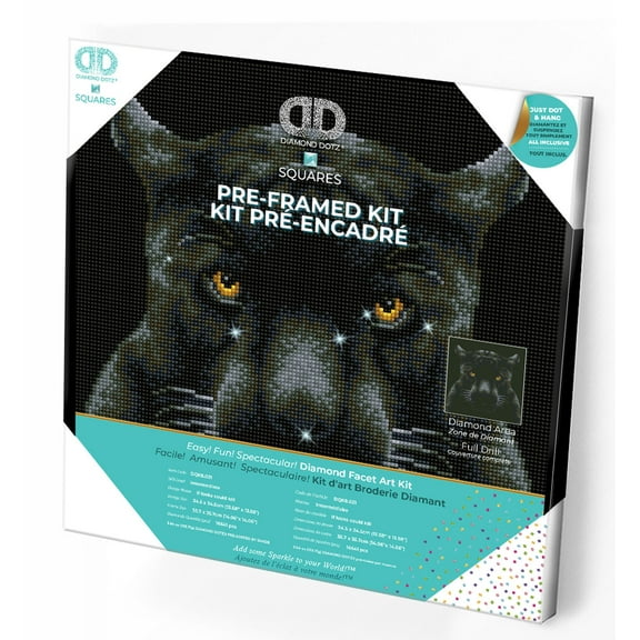 Diamond Dotz If looks could kill - Pre-Framed Kit Panther Diamond Painting Kits for Adults - Diamond Art Kits a Relaxing Creative Craft Kit with Dotz Gems 13.5"x13.5"