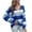 Blue, variant on IROINNID Womens Sweater V-Neck Pullover Sweater Stripes Casual Short Length Long Sleeve Autumn and Winter Sweater