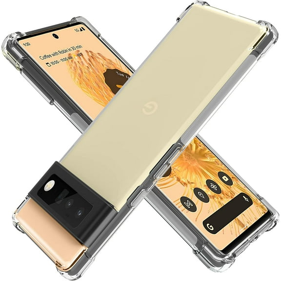 Case for Google Pixel 6 Pro, Crystal Clear Cover with Reinforced Corners Bumper Slim Fit Anti-Scratch Shockproof Flexible TPU Phone Case for Pixel 6 Pro 2021 - Transparent