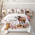 thumbnail image 2 of Erosebridal Watercolor Horse Twin Quilt Set for Girls, Floral Cowboy Cowgirl Twin Coverlet Set, Brown Pink, 2 Pieces, 2 of 7