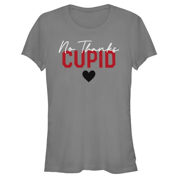 Junior's Lost Gods No Thanks Cupid Heart  Graphic T-Shirt
