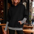 thumbnail image 3 of Otntypg Splicing Oversized Hoodies for Women Casual Striped Patchwork Fake Two Piece Long Sleeve Hooded Pullover Sweatshirts Loose Fit Soft Hoodie Tops with Pockets Black S, 3 of 10