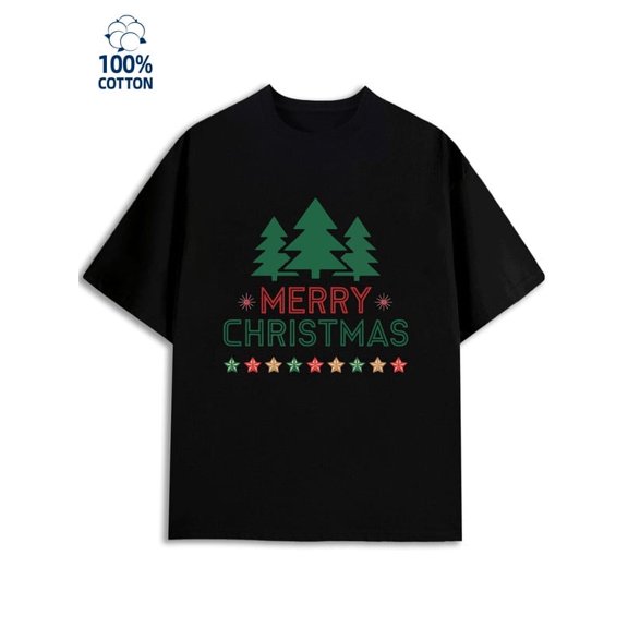 Christmas Tree Tee men's Christmas 180G 100% Cotton black elegant glitter Basic Unisex Shirt Crewneck tshirts Unique Design Unisex Shirt Graphic Tee tshirts Original Unisex Shirt Crewneck tshirts