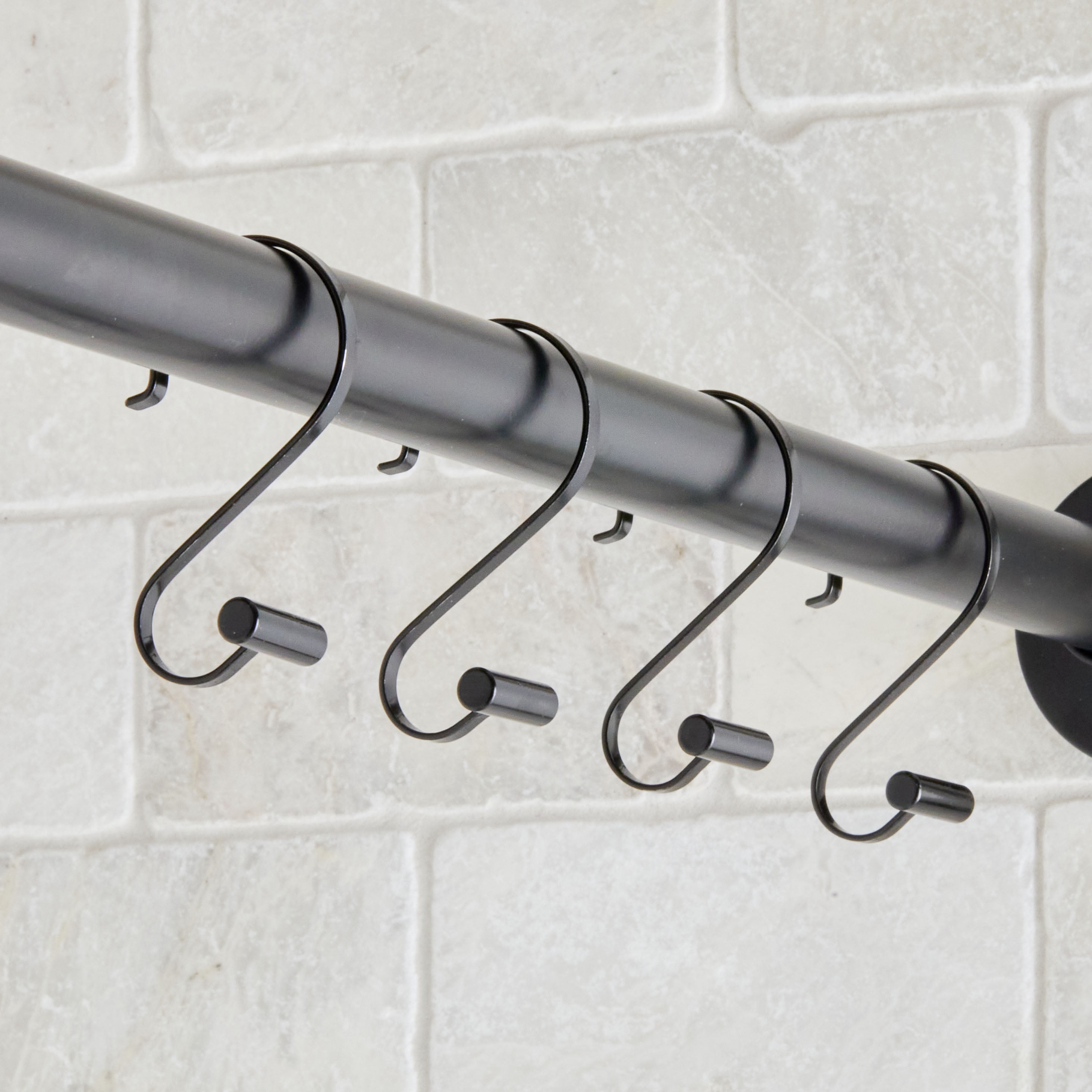 (3 pack) Better Homes & Gardens S-Shape Rustproof Stainless Steel Shower Hooks with T-Bar Ends, Black, 12