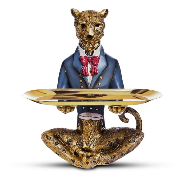 SINT Modern Decor Resin Tiger Tray Statue, Storage Tray for Home, Dining, Office