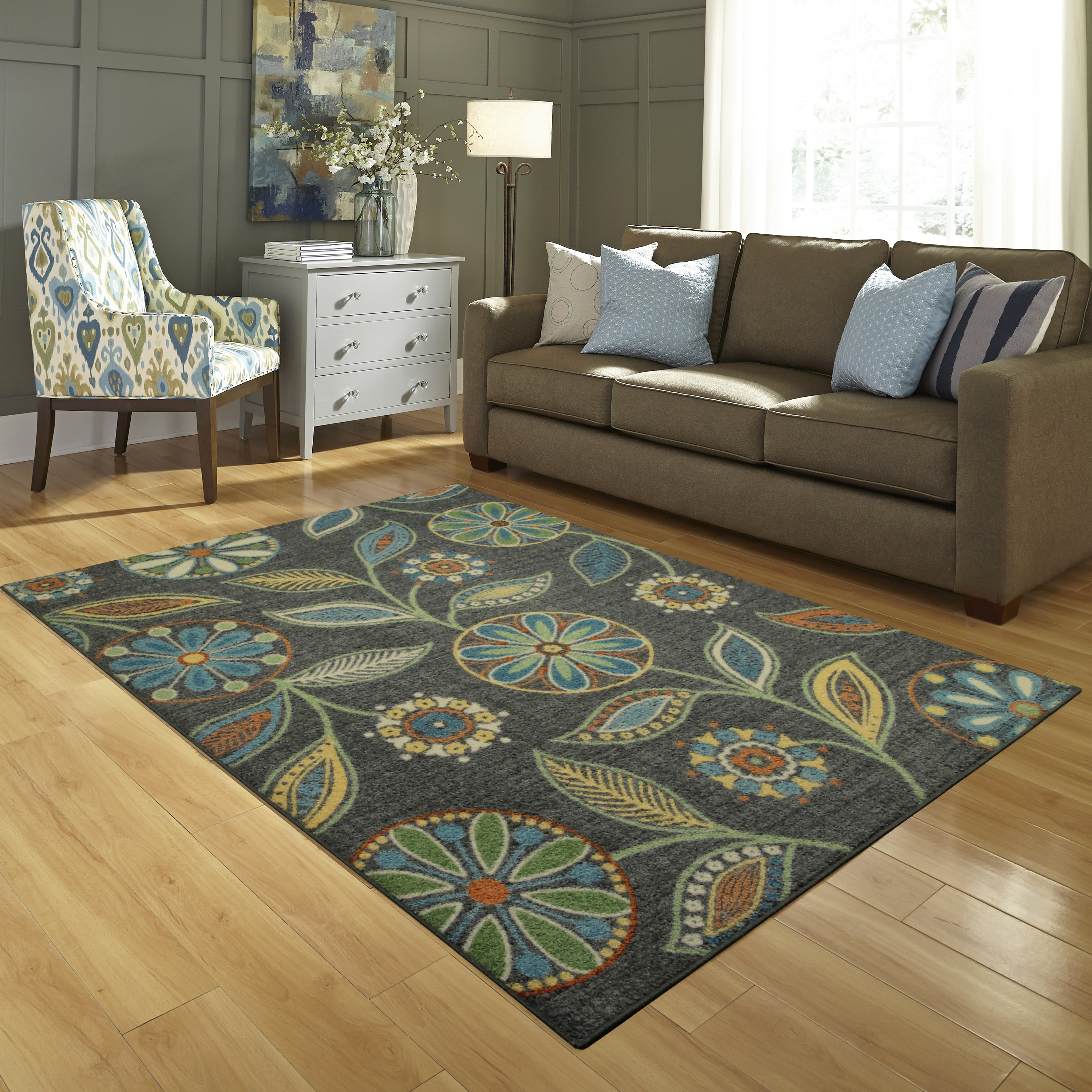 Mainstays Minerva Multicolor Nylon Textured Print Area Rug or Runner