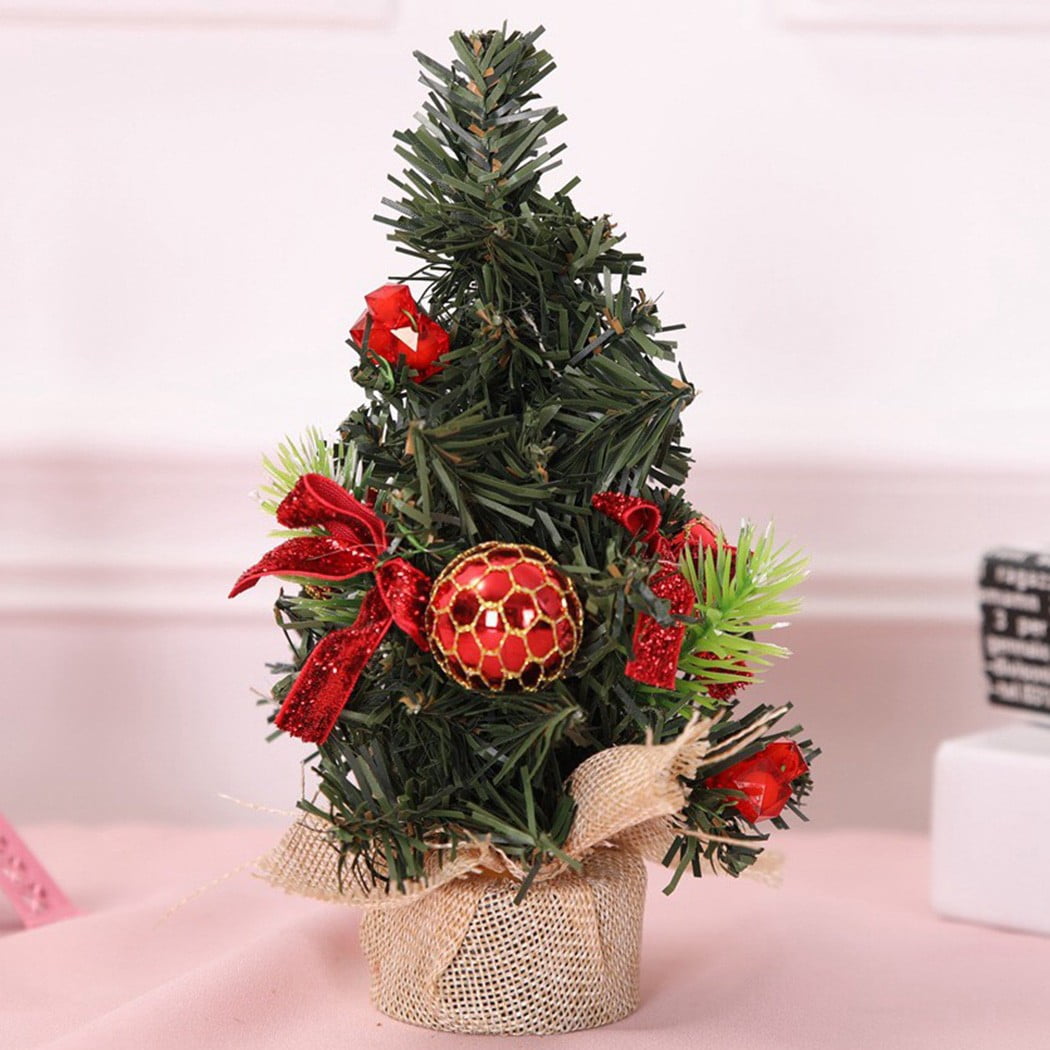 GLFILL Mini Table Top Christmas Tree Small Desk Xmas Tree Party Ornament Decorated Tree 8