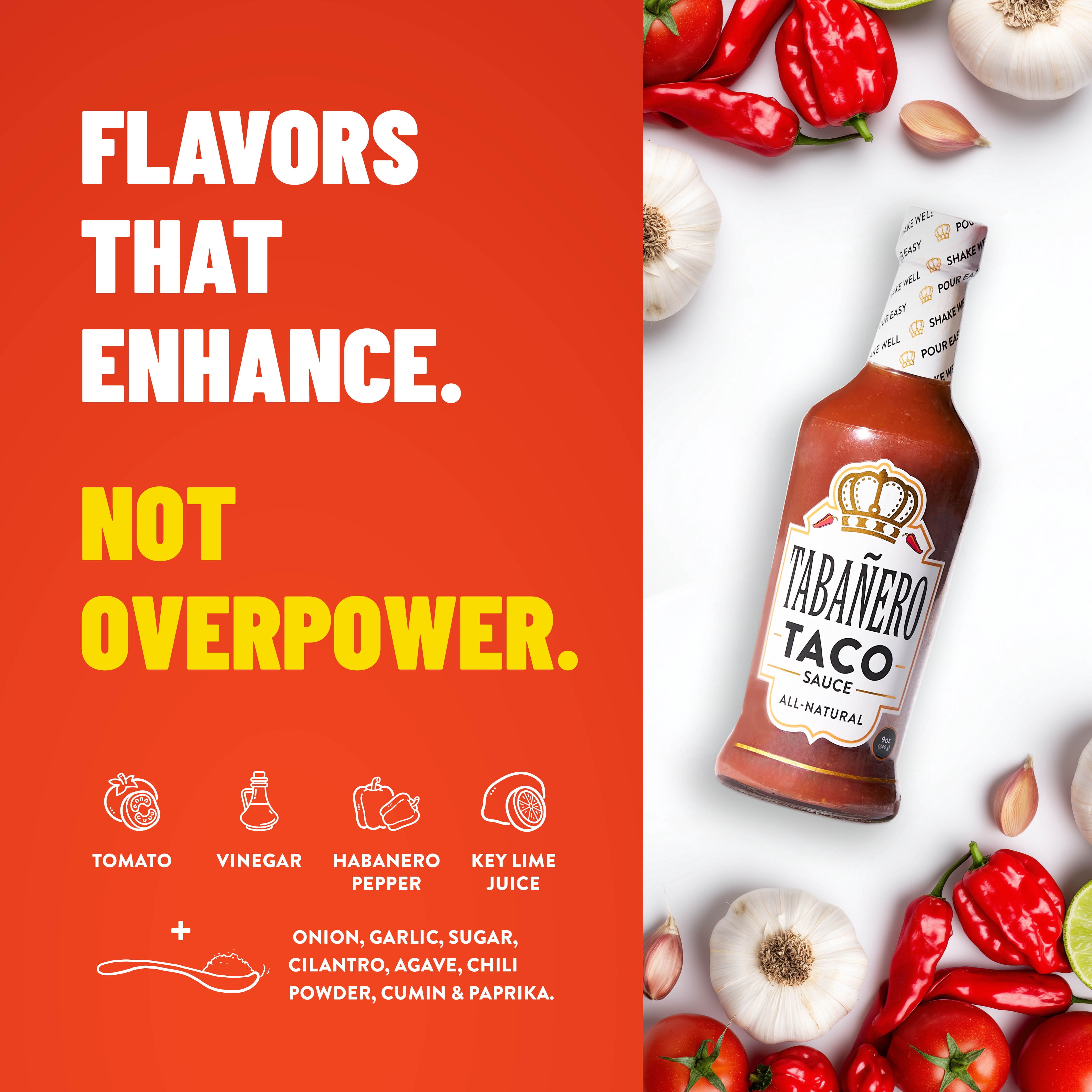 (4 pack) Tabanero Original Taco Sauce - 9 oz Glass Bottle