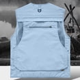 thumbnail image 6 of XUNKUSGA Mens Vest Utility Casual Sleeveless V Neck Fishing Vests for Men Classic Soild Color Travel Hunting Camping Outerwear with Multi Pockets,5XL,Blue, 6 of 6