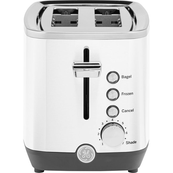 GE 2 Slice Toaster, Extra Wide Slots for Toasting Bagels, Breads, Waffles & More, 7 Adjustable Shade Settings, Removable Crumb Tray, Countertop Kitch