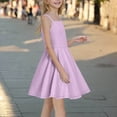 thumbnail image 4 of BRGZLK Girls Summer Dresses, Cute Solid Color Round Neck Sleeveless Waist Cinched Stretchy Dresses A-Line School Recital Dress Purple 9-10 years, 4 of 6