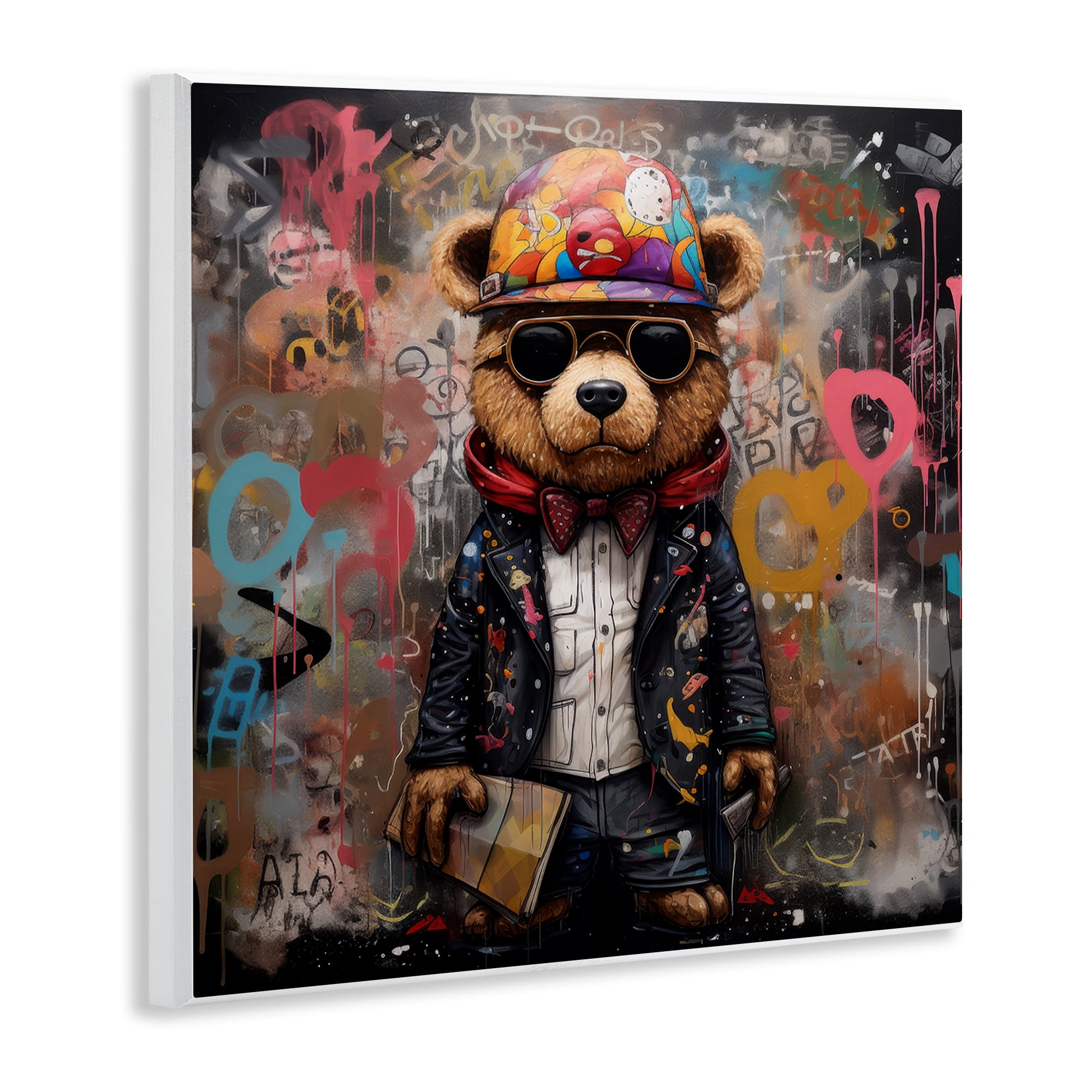 Stupell Industries Urban Graffiti Bear Animals & Insects Painting Unframed Art Print Wall Art, 12 x 12