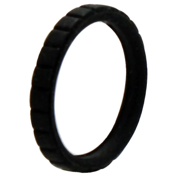 Anillo único de silicona con líneas apilables para boda - Negro de ROQ para mujer - Anillo de 4 mm
