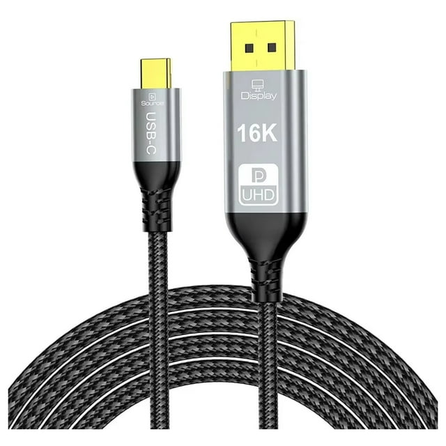 Cable USB C A DisplayPort 16K, Adaptador de Extensión Tipo C A DP2.1, 8K, 60 Hz, 4K, 240 Hz, 80 Gbps, UHD, para Monitor Portátil, 2 M