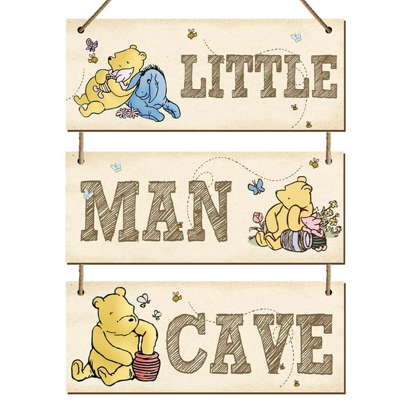 Cartel de madera BirtDerr de Winnie Pooh de 25 x 10 cm, juego de 3