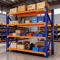 thumbnail image 3 of Welfiya 4-Tier Garage Storage Shelves,79"H Heavy Duty Garage Shelving Unit,Adjustable Industrial Metal Shelf System,4,000lbs Capacity,Tool Organizer for Garage,Workshop,48"W x 20"D x 79"H,Blue&Orange, 3 of 9
