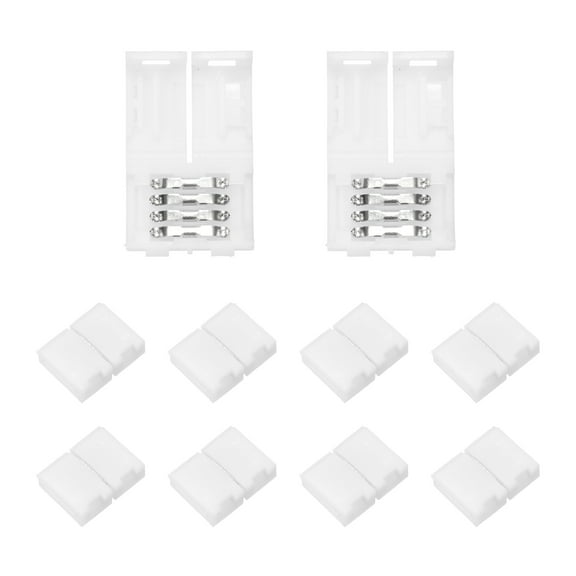 20 Pcs 4 Pin 8mm LED Strip Lights Connectors Solderless Extendable Terminal Adapters for RGB LED Strip Lights