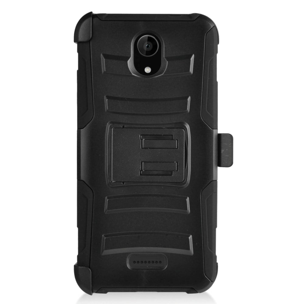 Cricket Icon 2 Phone Case Hybrid Holster Shockproof with Kickstand & Swivel Belt Clip Armor