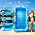 thumbnail image 4 of Inflatable Tanning Pool Lounger Float with Sprinkler & Canopy UPF50+, 77" x 48" Extra Large Tanning Pool Float for Adults, Sunbathing Water Lounge Bed with Pillow & Cup Holder for Backyard & Pool, 4 of 8