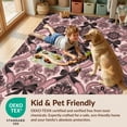 thumbnail image 4 of Design&I 9'x12' Washable Area Rug Damask Symmetrical Ribbon Motifs Delicate Scattered Pink Coquette Refined for Great Room, Large Living Giant Skid-Resistant, 4 of 7