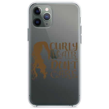 DistinctInk Clear Hybrid Case for Apple iPhone 12 (6.1 Screen) - Curly Hair Don t Care - Tempered Glass Back