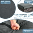 thumbnail image 3 of 2 PCS Outdoor Patio Ottoman, All-Weather Grey Wicker Rattan Outdoor Footstool Footrest Seat with Dark Grey Cushion, 3 of 8