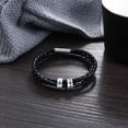 thumbnail image 4 of Personalized Mens Braided Genuine Leather Bracelet Stainless Steel Custom Beads Name Charm Bracelet For Men With Family Names, 4 of 10