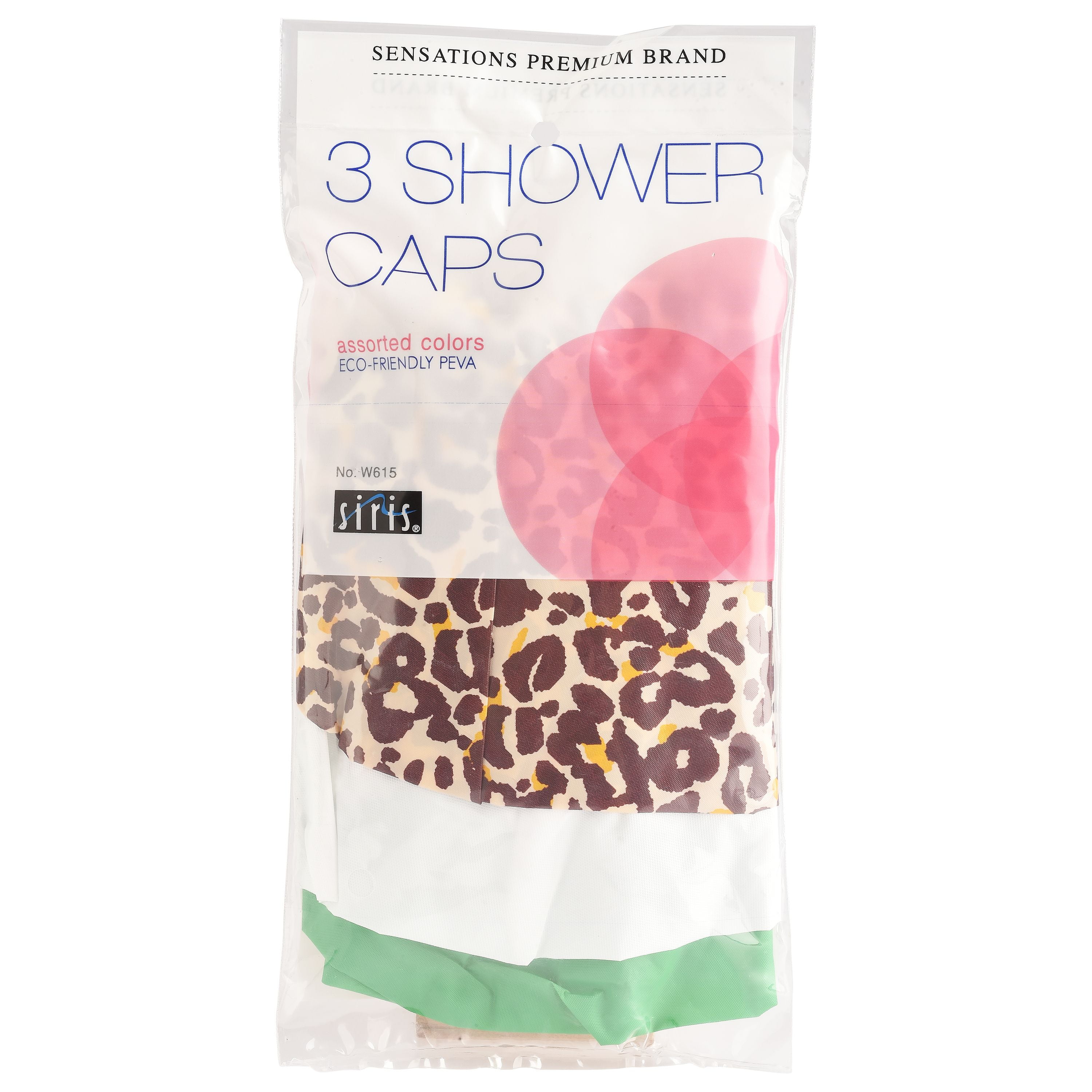 Siris Sensations Printed Shower Cap, 3 Pack