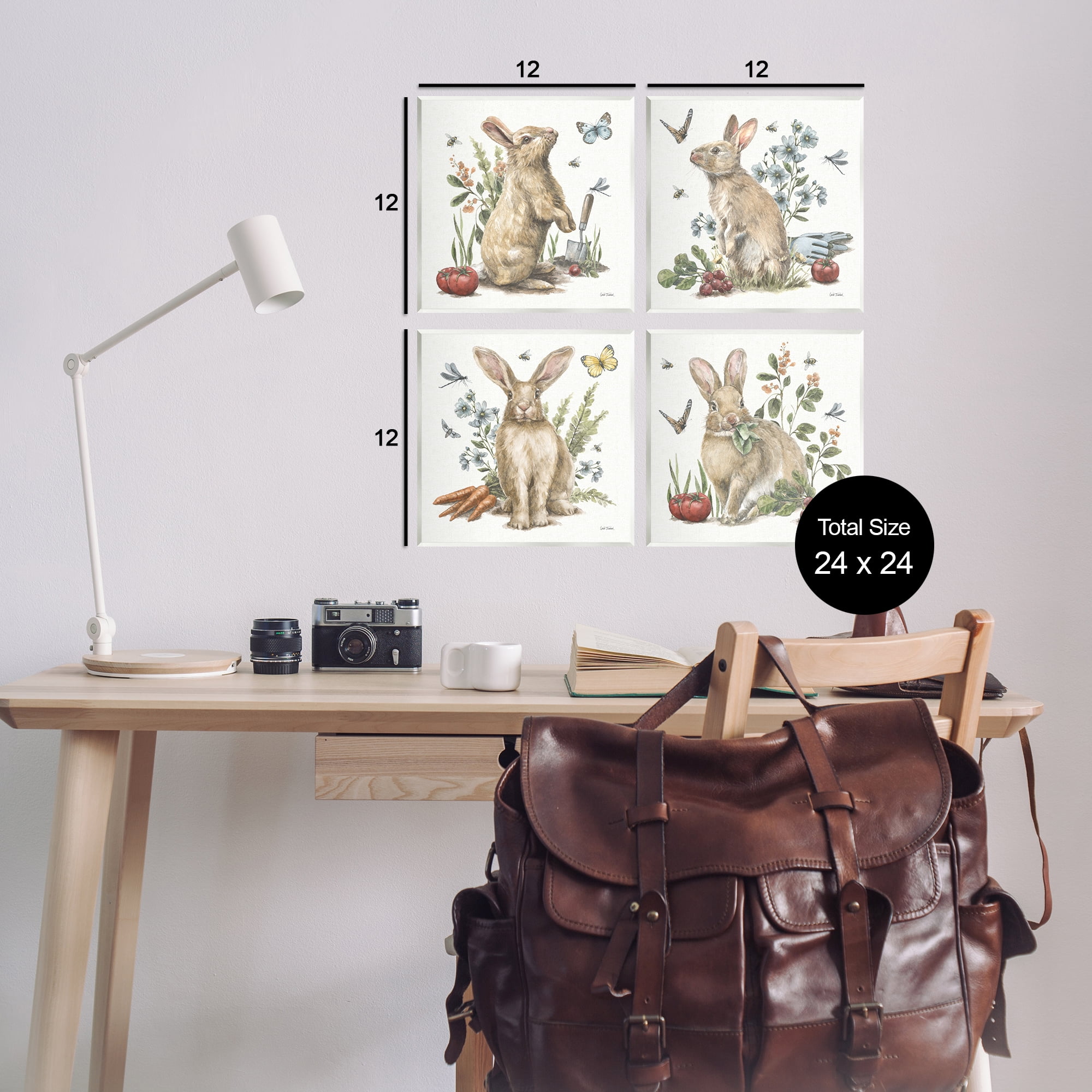 Stupell Industries Spring Woodland Rabbits Animals Painting Unframed Art Print Wall Art, 12 x 12, Set of 4