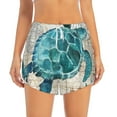 thumbnail image 4 of Lsque Watercolor Sea Turtle Printed Women's Running Shorts with Liner Pockets,Elastic Quick Dry Workout Athletic Gym Yoga Shorts,Womens High Waist Shorts-Medium, 4 of 9