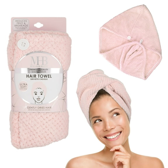 Expressions Microfiber Hair Towel in Pink - 1pc Super Soft Ultra Absorbent Hair Towel, Luxury Hair Care Towel, Gentle Hair Drying Towel, Hair Towel for Less Frizz